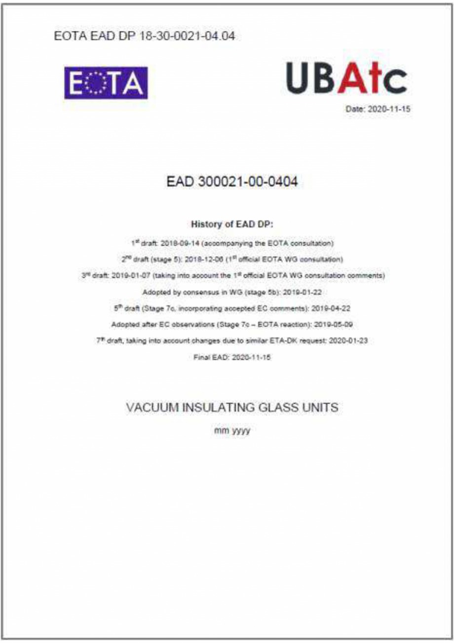 Pagina 1 - Geam cu vid -  certificare EAD 300021-00-04-04 SIBELIUS Certificare produs Engleza 