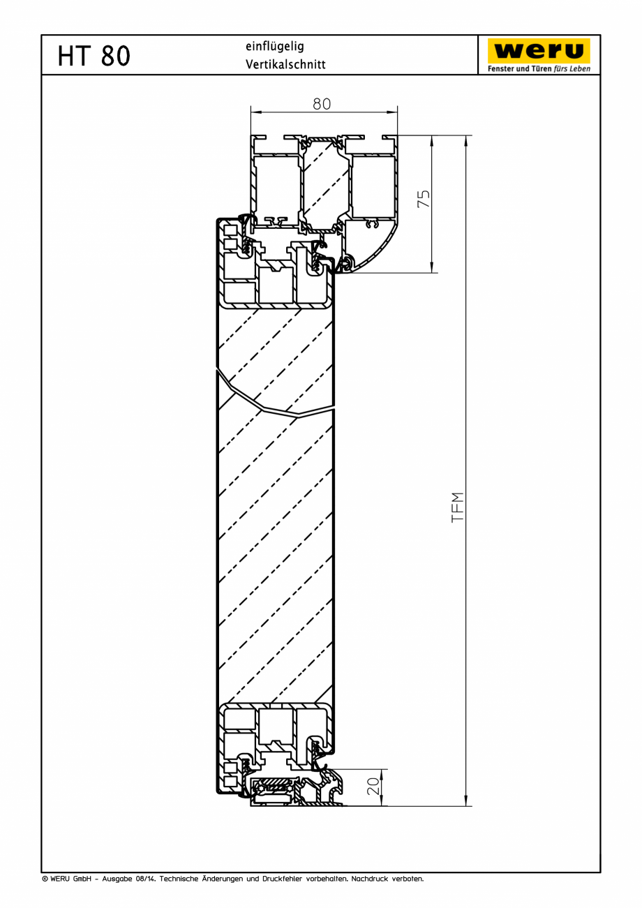 Pagina 1-CAD-PDF Usi de exterior din aluminiu HT 80 - Sectiune verticala WERU Detaliu de montaj 