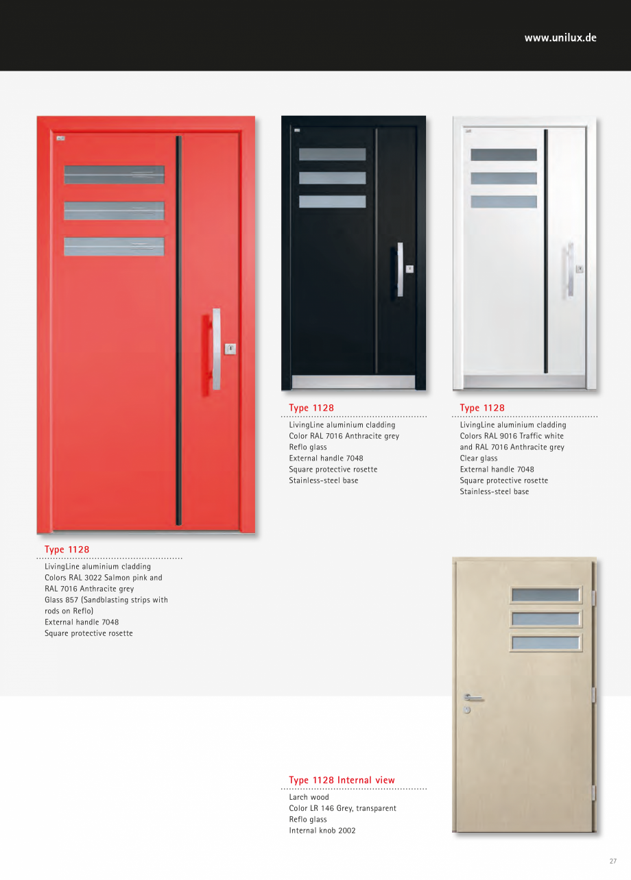 Usi de exterior din aluminiu UNILUX Catalog, brosura Engleza