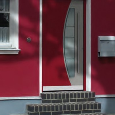 UNILUX Usa de exterior - culoarea rosie - Usi de exterior din lemn placate cu aluminiu