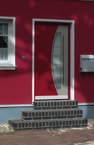 UNILUX Usa de exterior - culoarea rosie - Usi de exterior din lemn placate cu aluminiu