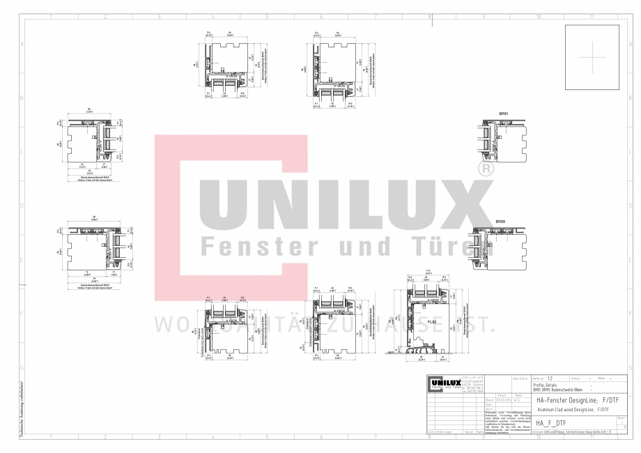 Pagina 1-CAD-PDF Ferestre din lemn placat cu aluminiu - Detaliu post fix UNILUX Detaliu de montaj 