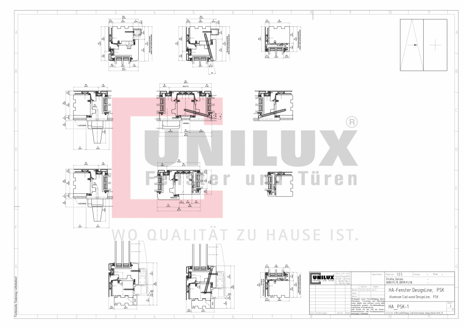 Pagina 1-CAD-PDF Ferestre din lemn placat cu aluminiu - Detaliu glisanta batanta UNILUX Detaliu de montaj 