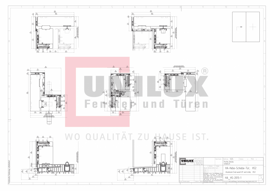 Pagina 1-CAD-PDF Ferestre din lemn placat cu aluminiu - Detaliu glisanta UNILUX Detaliu de montaj 