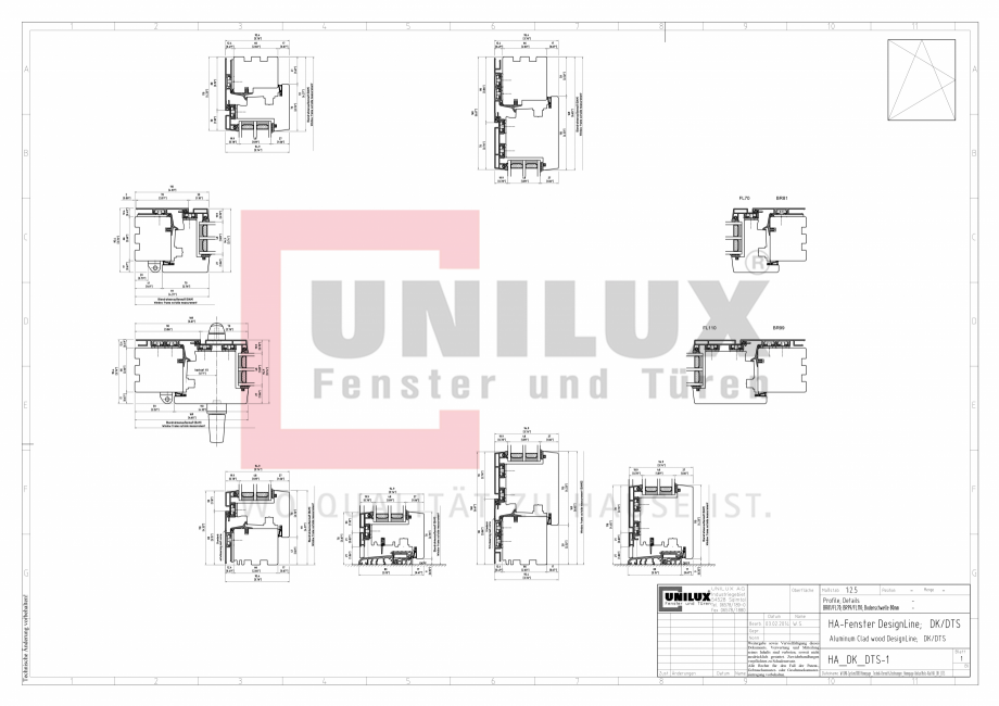 Pagina 1-CAD-PDF Ferestre din lemn placat cu aluminiu - Detaliu post oscilobatant UNILUX Detaliu de montaj 