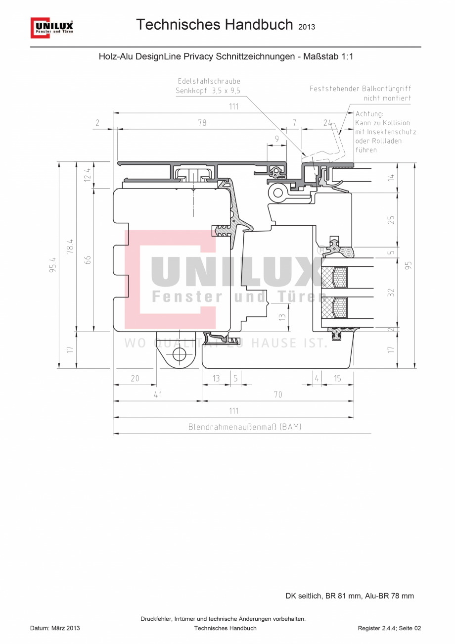 Pagina 1-CAD-PDF Ferestre din lemn placat cu aluminiu - deschidere laterala UNILUX Detaliu de montaj...