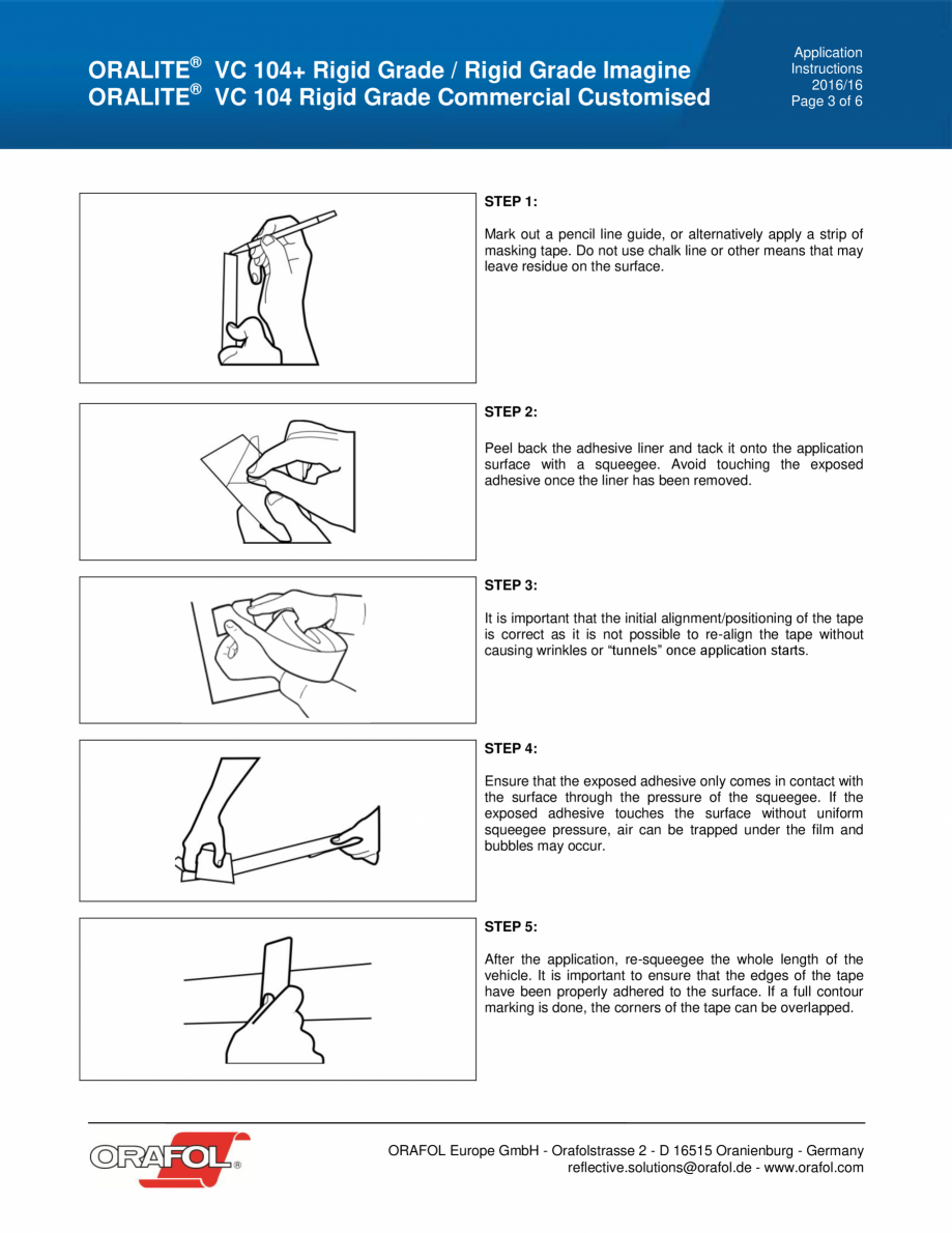 Pagina 3 - Instrucțiuni de aplicare pentru banda adeziva reflectorizanta   ALGERNON ORALITE VC 104+...