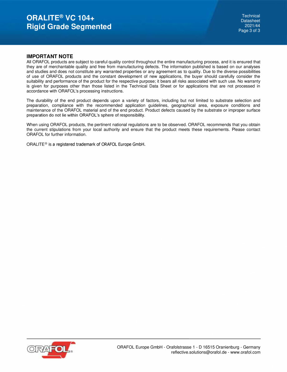 Pagina 3 - Banda reflectorizanta segmentata pentru suprafetele rigide ALGERNON ORALITE VC 104+ Rigid...