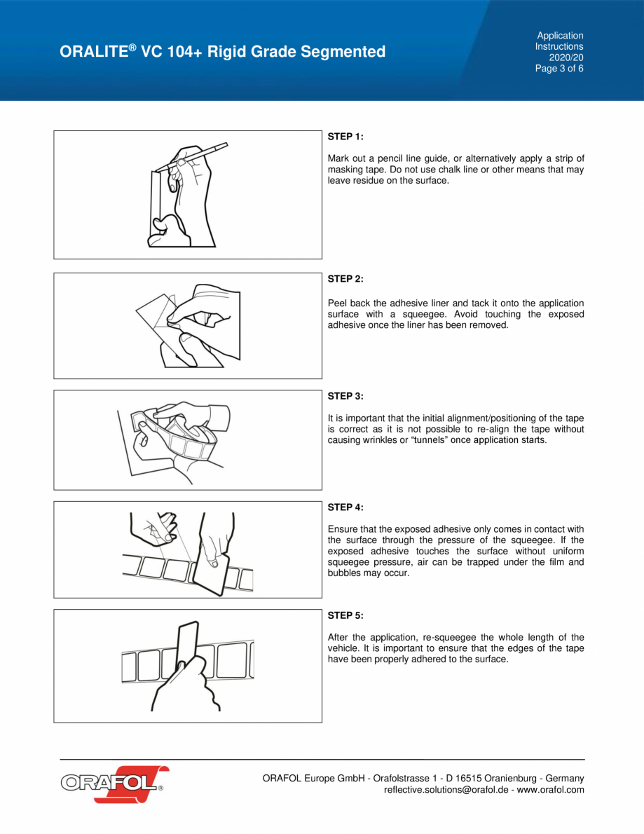Pagina 3 - Instructiuni de aplicare pentru banda reflectorizanta segmentata pentru suprafetele...