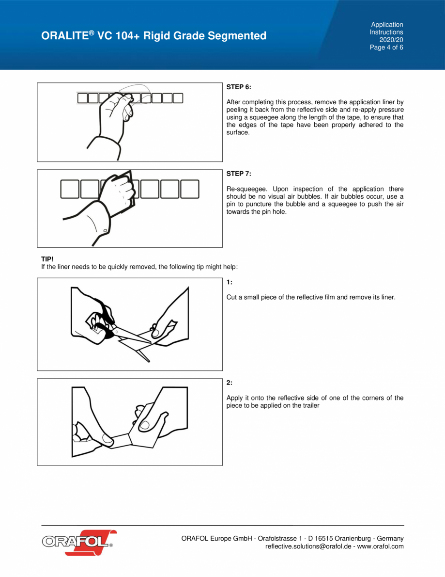 Pagina 4 - Instructiuni de aplicare pentru banda reflectorizanta segmentata pentru suprafetele...