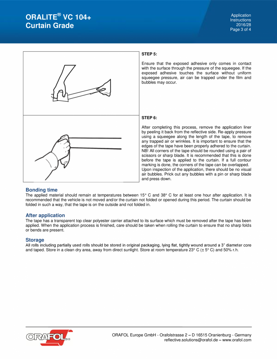 Pagina 3-Instructiuni de aplicare pentru banda adeziva reflectorizanta continua ALGERNON ORALITE VC 104+ Flex...