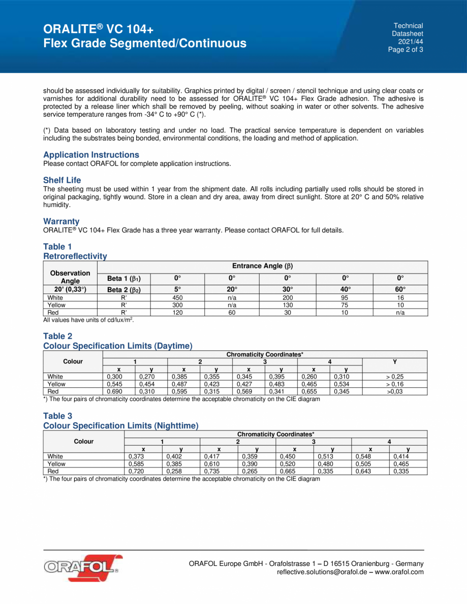 Pagina 2-Banda adeziva reflectorizanta continua pentru suprafete flexibile ALGERNON ORALITE VC 104+ Flex...