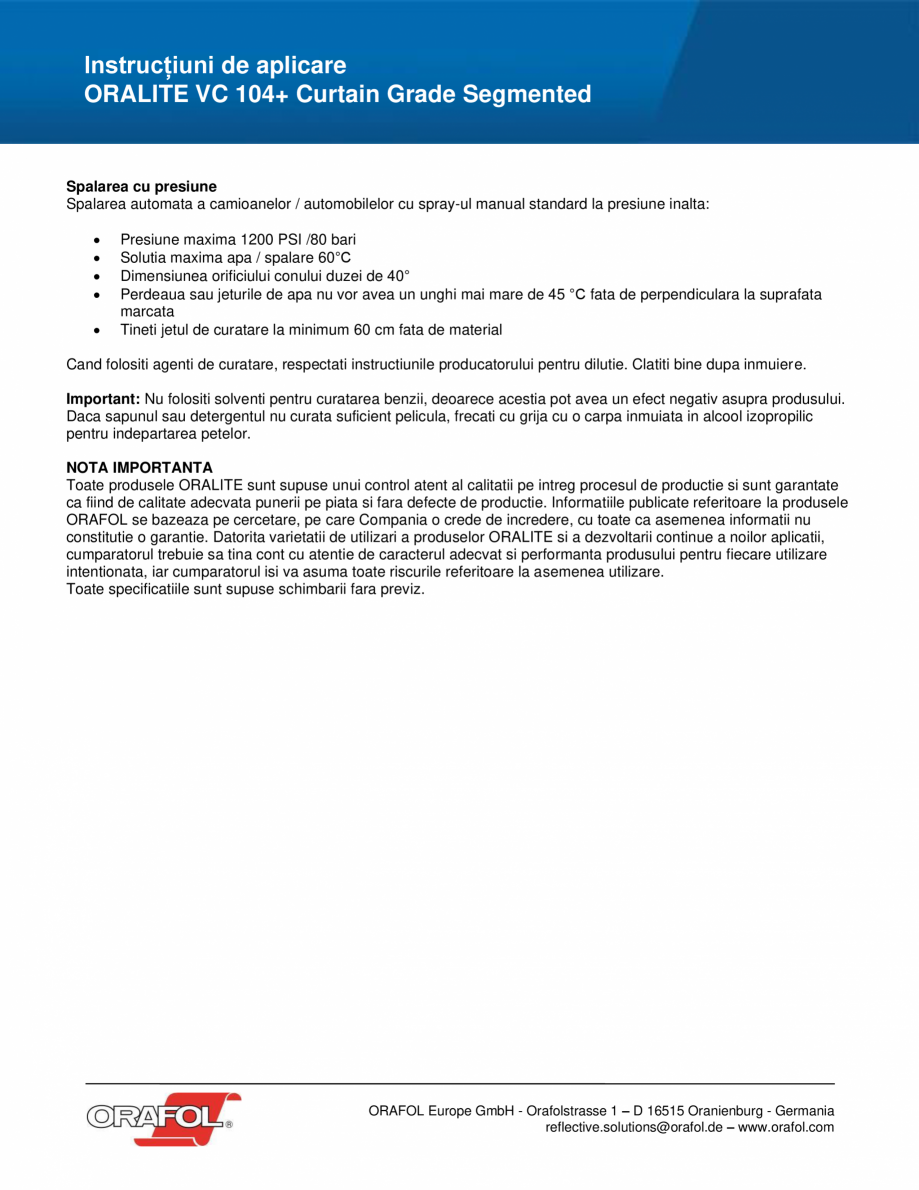 Pagina 3 - Instructiuni de aplicare pentru banda adeziva reflectorizanta continua pentru suprafete...