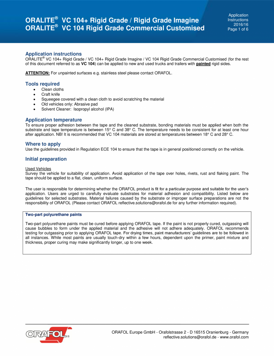 Pagina 1-Instructiuni de aplicare pentru banda adeziva reflectorizanta personalizabila pentru suprafete...