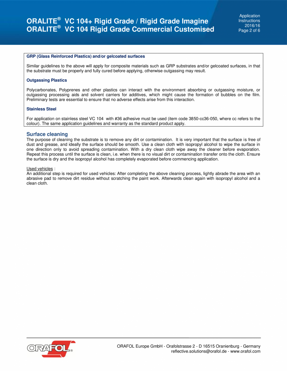 Pagina 2 - Instructiuni de aplicare pentru banda reflectorizanta pentru evidentierea cisternelor...