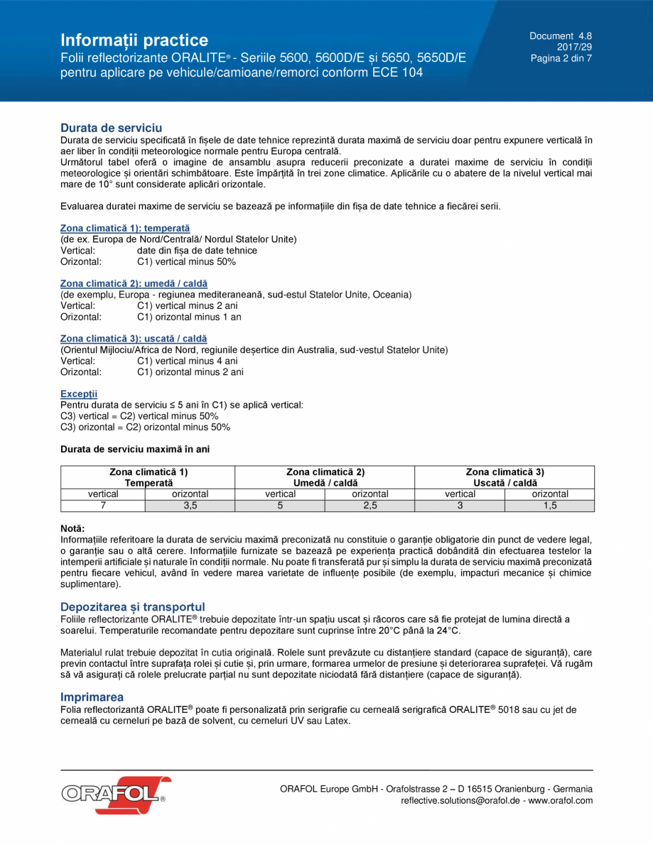 Pagina 2 - Instructiuni de aplicare pentru banda reflectorizanta pentru inscriptionari publicitare...