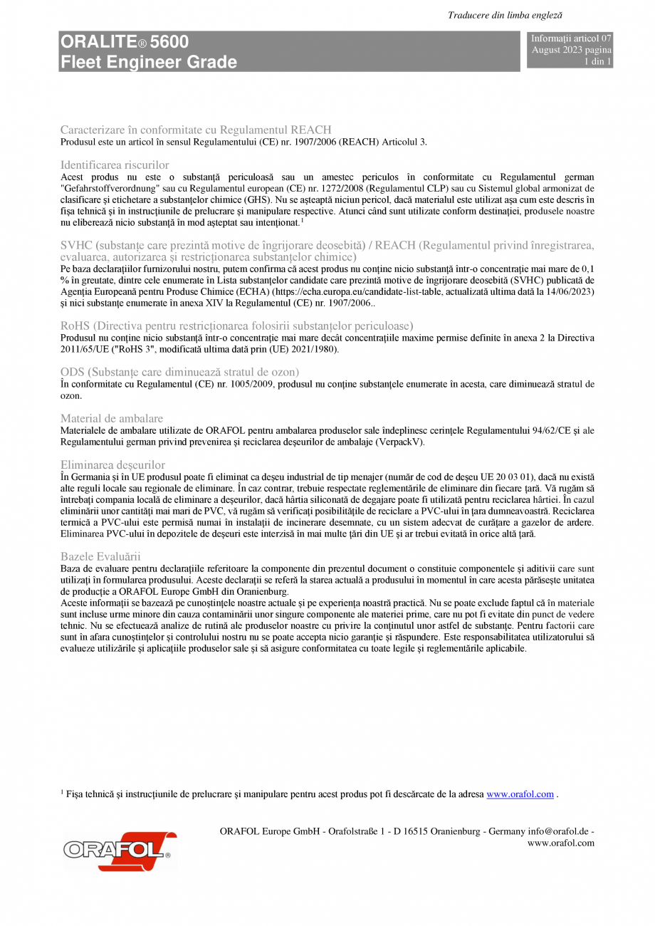 Pagina 1-Folie reflectorizanta pentru pentru aplicare pe vehicule/camioane/remorci ALGERNON ORALITE 5600...