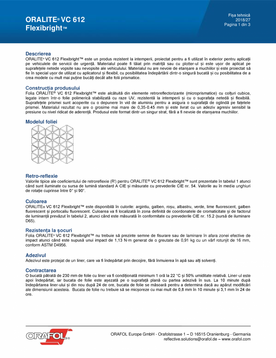 Pagina 1-Folie adeziva reflectorizanta pentru aplicarea pe vehiculele pentru servicii de urgenta ALGERNON...