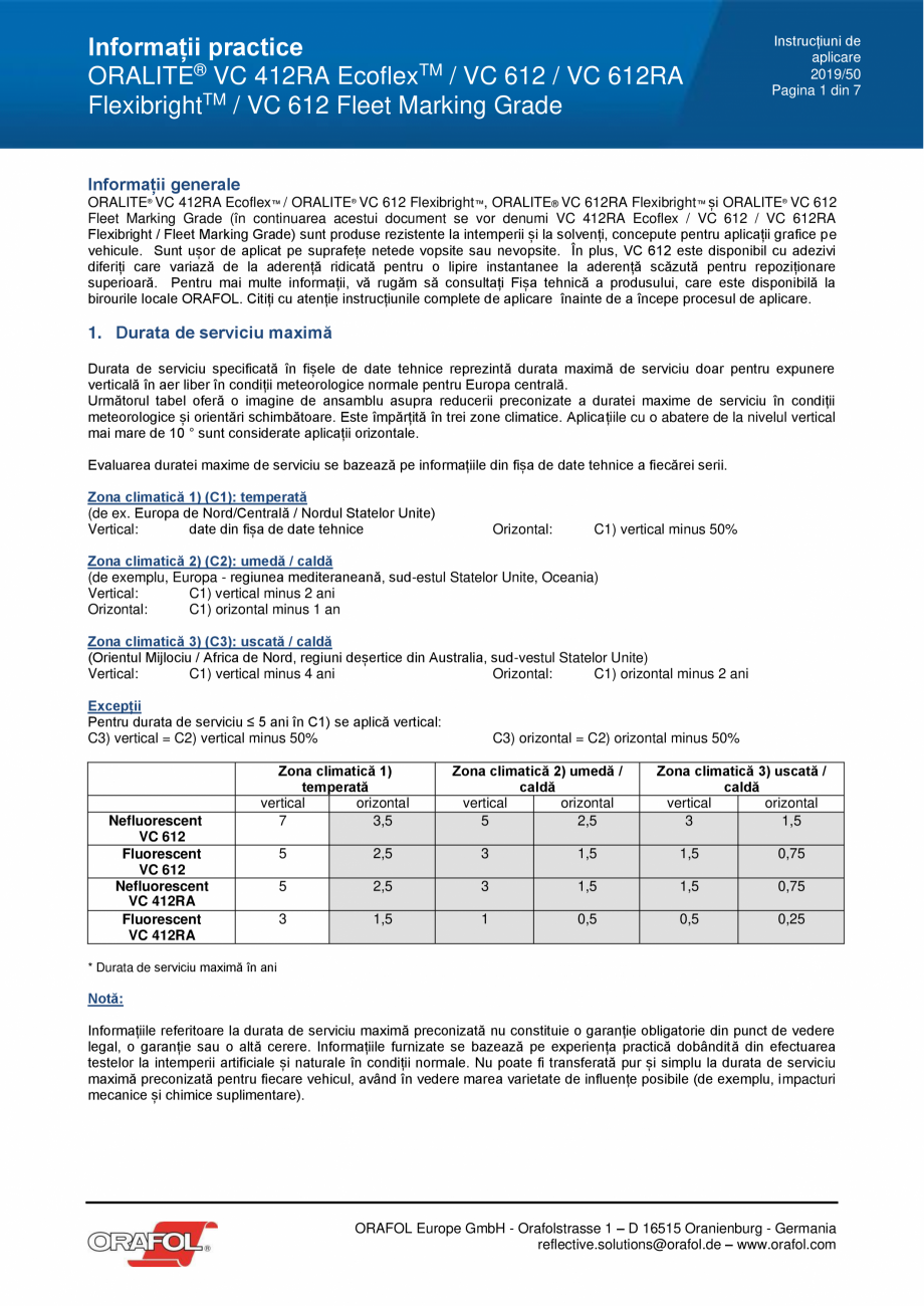 Pagina 1 - Instructiuni de aplicare pentru folie adeziva reflectorizanta pentru aplicarea pe...