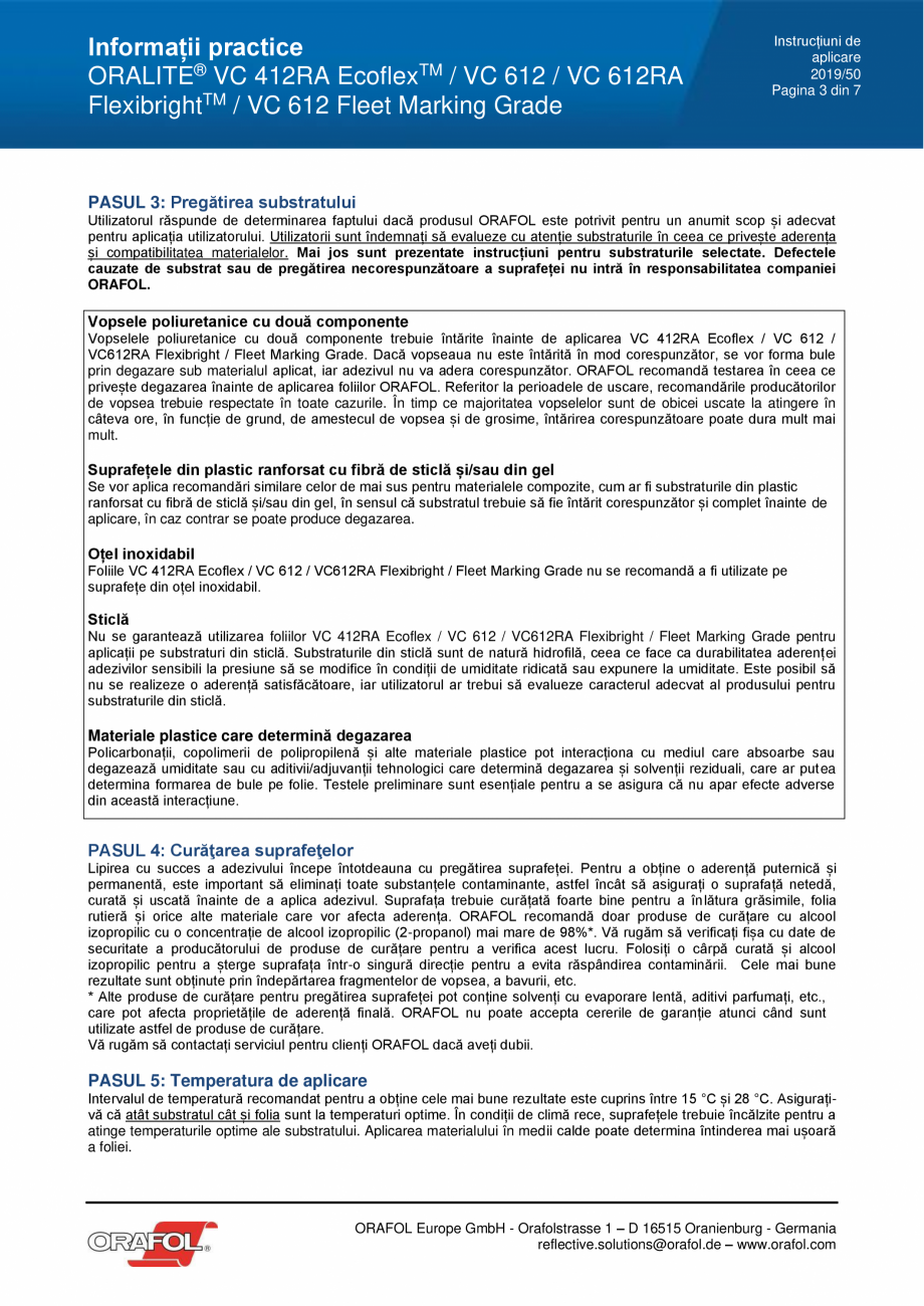 Pagina 3 - Instructiuni de aplicare pentru folie adeziva reflectorizanta pentru aplicarea pe...