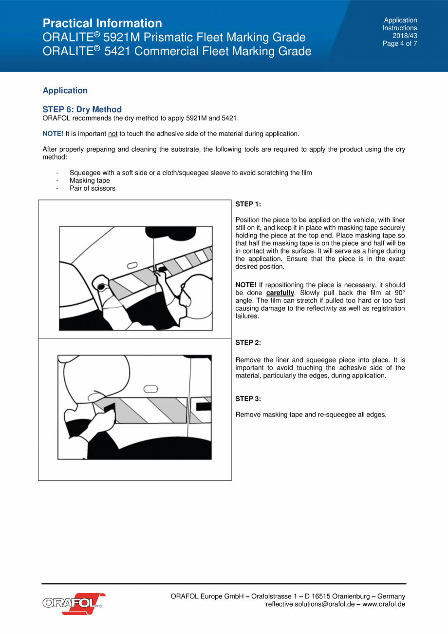 Pagina 4 - Instructiuni de aplicare pentru folie adeziva reflectorizanta ALGERNON Oralite 5421...