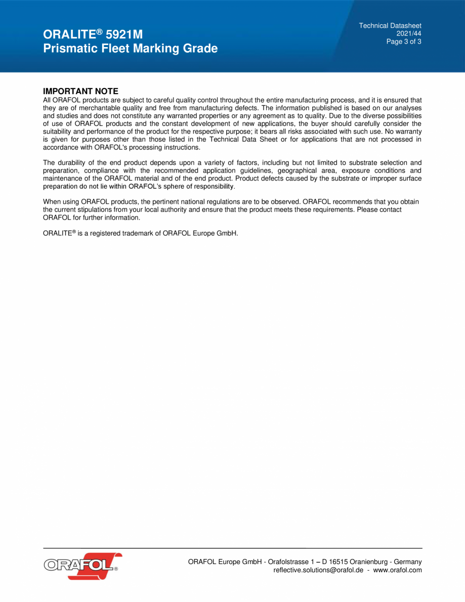 Pagina 3 - Banda adeziva reflectorizanta pentru aplicarea pe vehicule ALGERNON ORALITE 5921M...