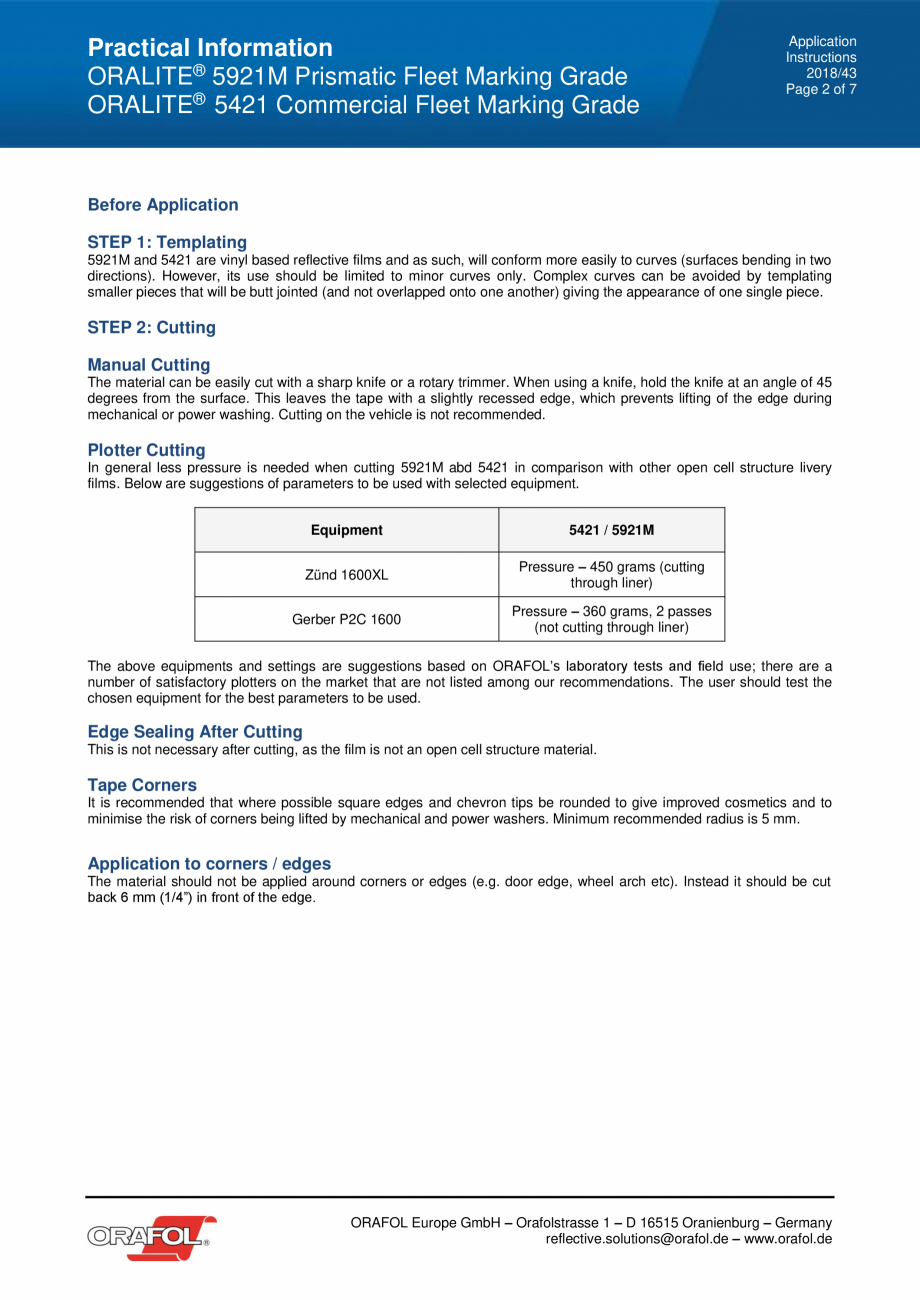 Pagina 2-Instructiuni de aplicare pentru banda adeziva reflectorizanta pentru aplicarea pe vehicule  ALGERNON...