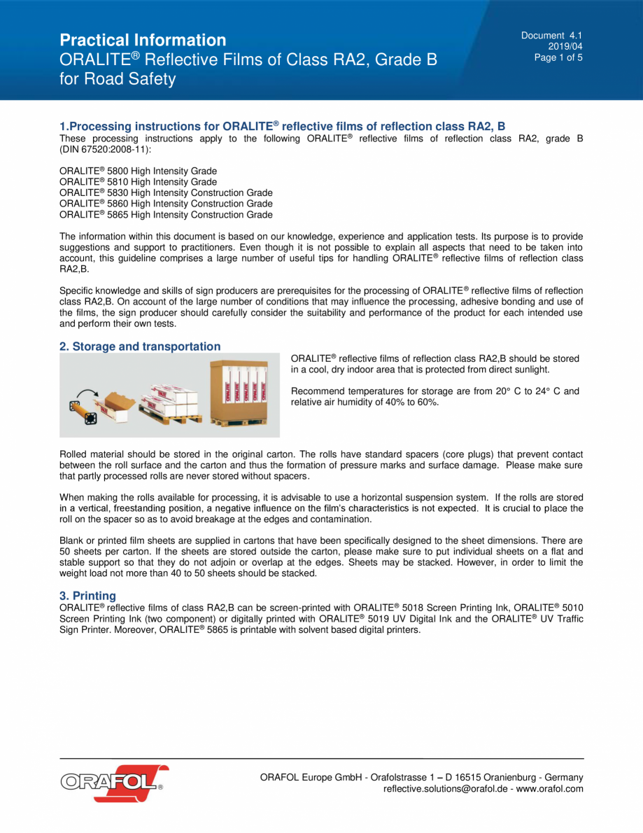 Pagina 1-Instructiuni aplicare pe plastic folie reflectorizanta ALGERNON ORALITE 5860 Instructiuni montaj,...