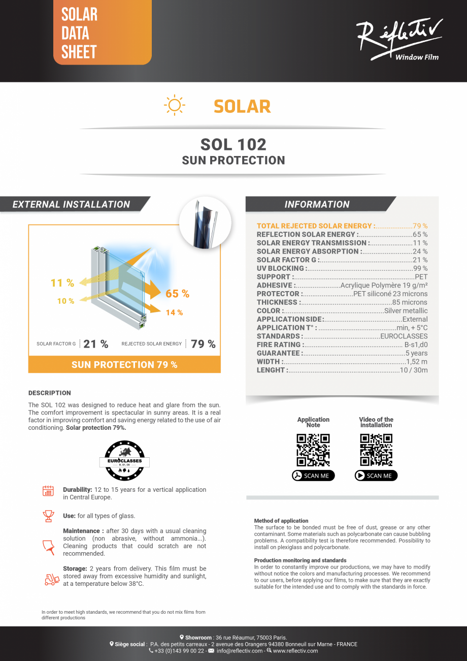Pagina 1 - Folie protectie solara 79%, cu efect de oglinda, pentru exterior ALGERNON SOL 102 Fisa...
