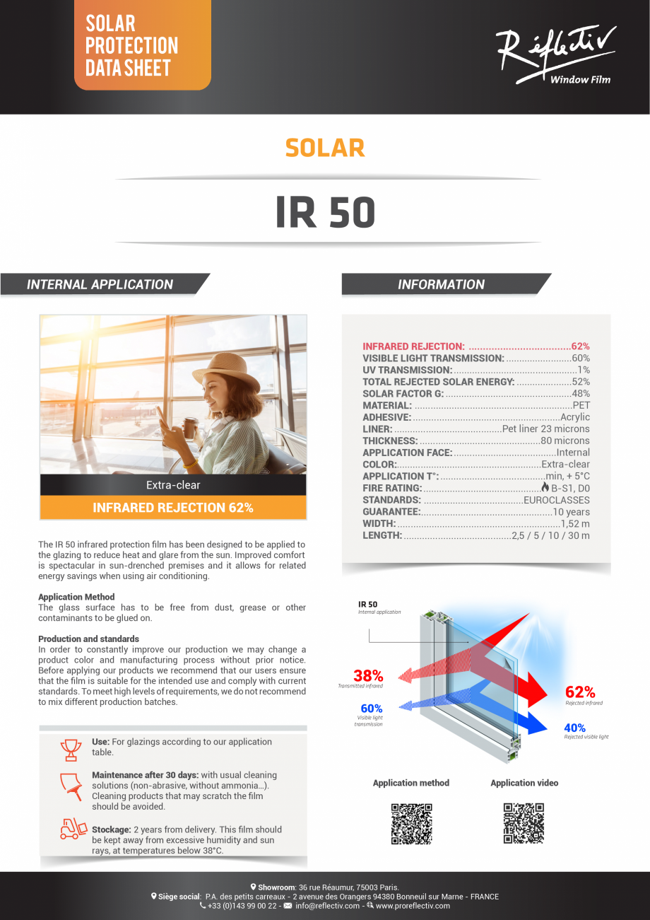 Pagina 1-Folie transparenta, pentru protectie solara 52% ALGERNON IR 50 Fisa tehnica Engleza SOLAR
protection...