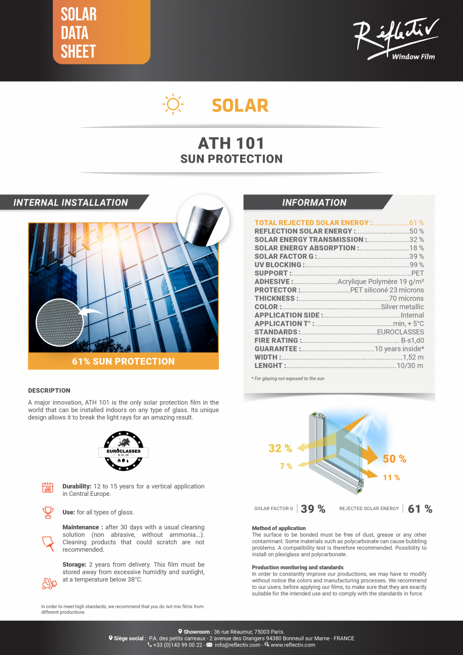 Pagina 1 - Folie de protectie solara 61%, cu microperforatii si efect de oglinda, pentru interior...