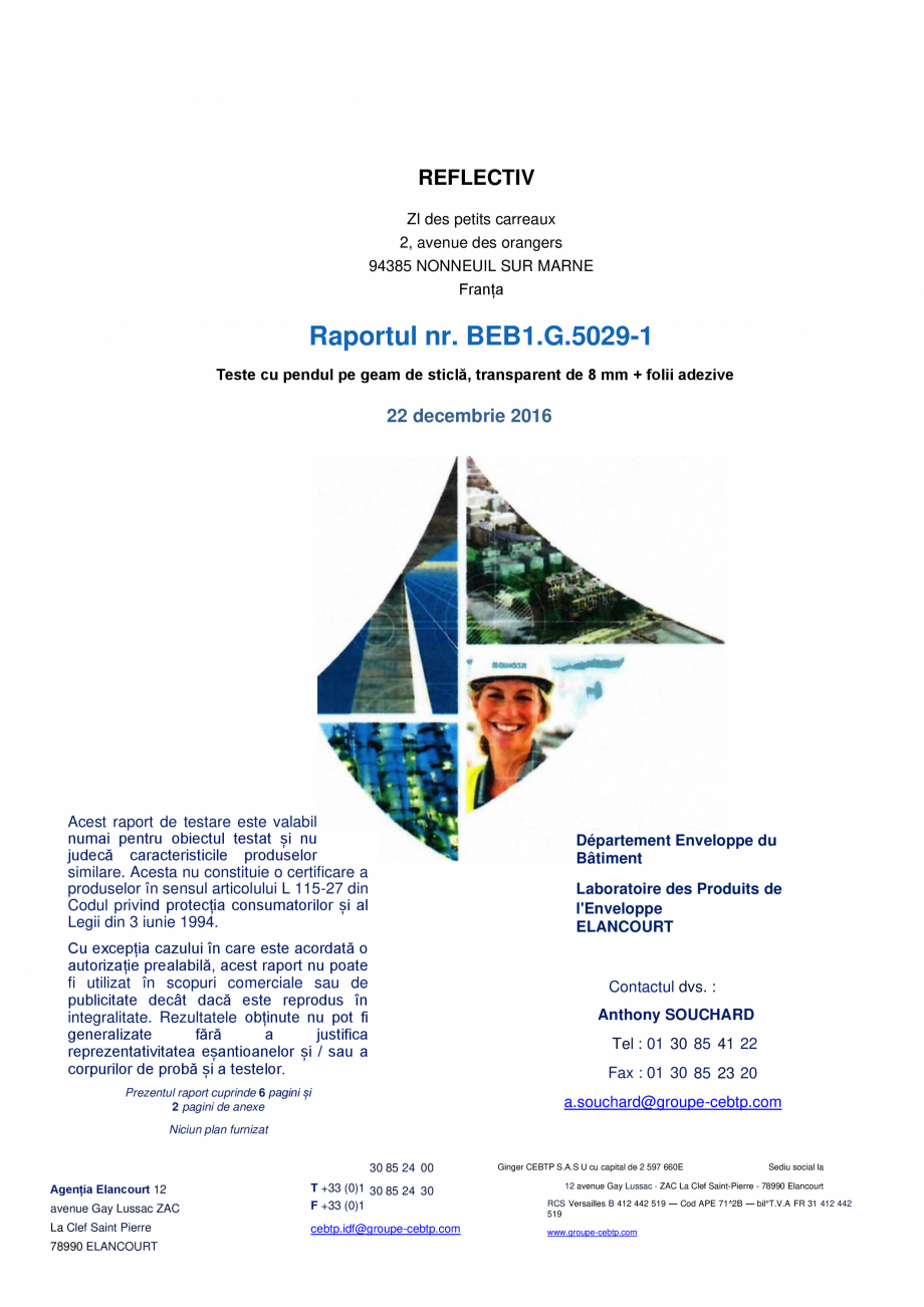 Pagina 1-Rezistenta la impact ALGERNON SEC 054 Certificare produs Romana REFLECTIV
ZI des petits carreaux
2, ...