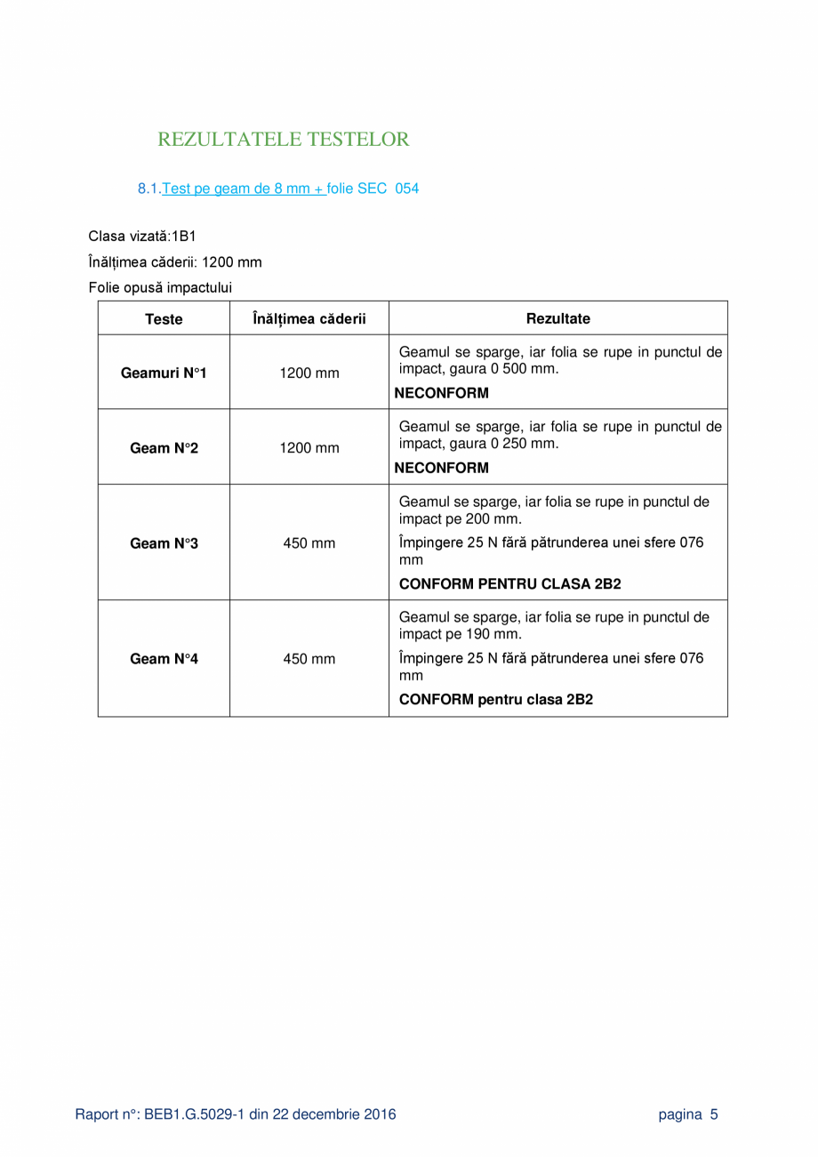 Pagina 5 - Rezistenta la impact ALGERNON SEC 054 Certificare produs Romana Dl. DOLL, s-a adresat...