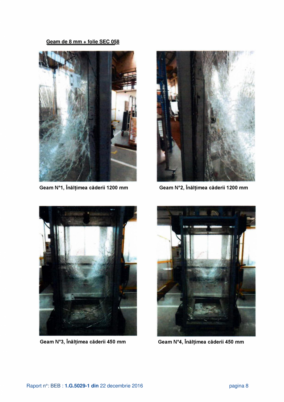 Pagina 8-Rezistenta la impact ALGERNON SEC 054 Certificare produs Romana actă CONFORM pentru clasa 2B2...