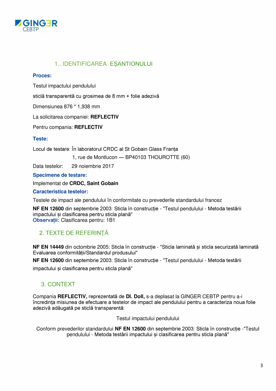 Pagina 3-Rezistenta la impact  ALGERNON SEC 058 Certificare produs Romana ......................................