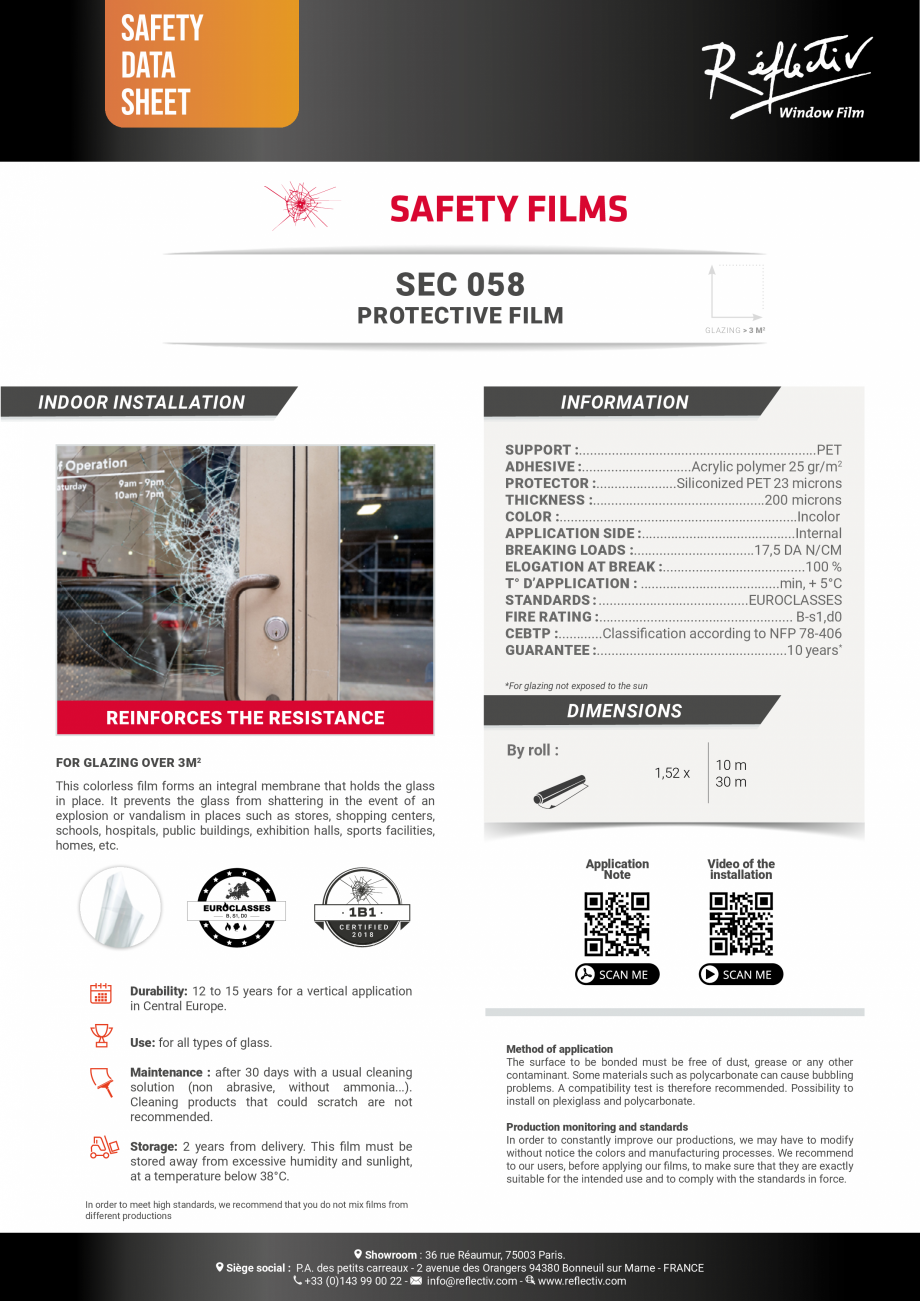 Pagina 1-Folie securizare, pentru interior, 200 microni ALGERNON SEC 058 Fisa tehnica Engleza safety
data...
