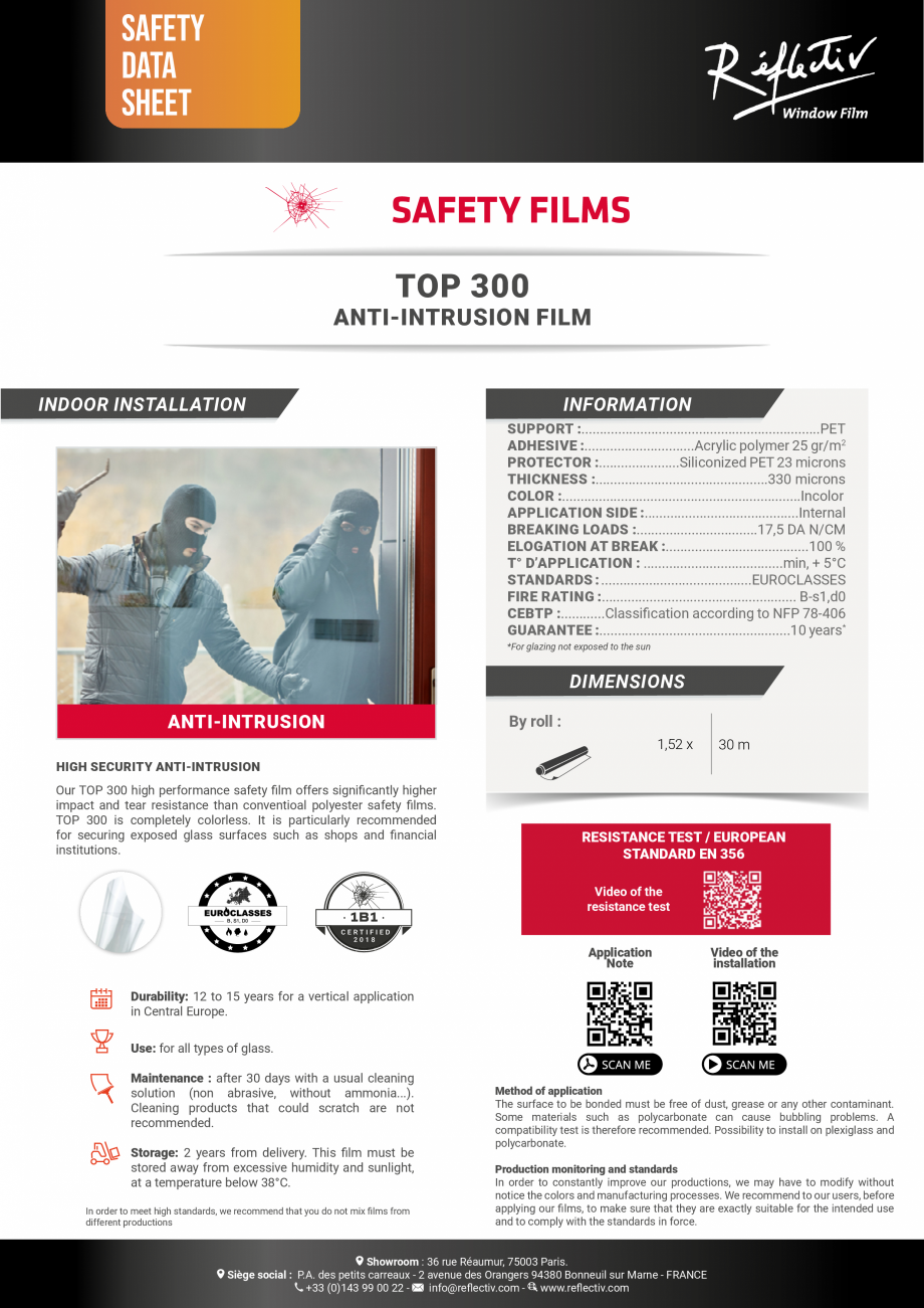 Pagina 1 - Folie de securizare si antiefractie, pentru interior ALGERNON TOP 300 Fisa tehnica...