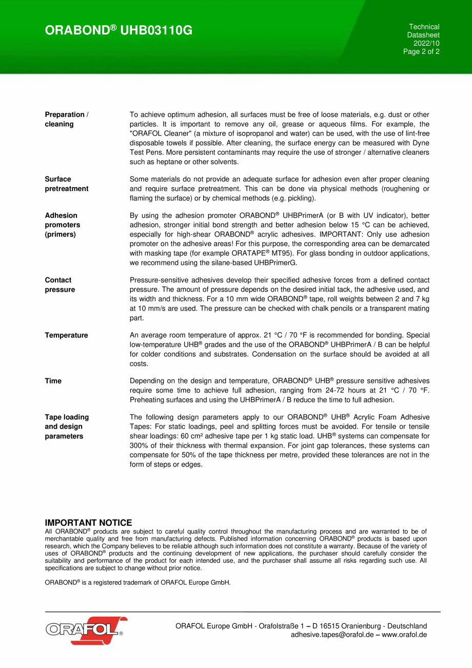 Pagina 2 - Banda din spuma acrilica gri, cu grosimea de 1,1 mm ALGERNON UHB03110G Fisa tehnica...