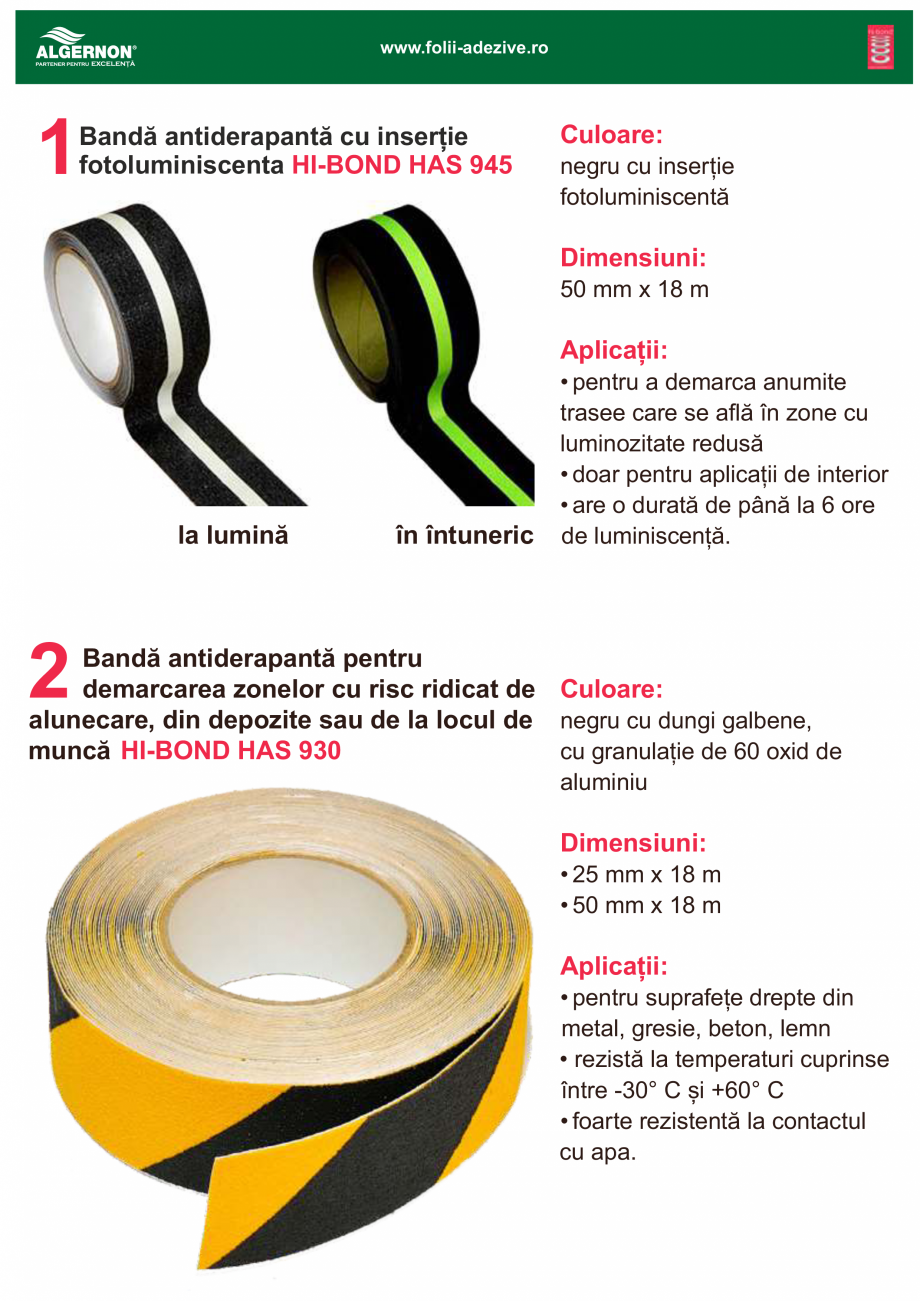 Pagina 2 - Banda adeziva, antiderapanta, pentru delimitare ALGERNON Hi-Bond HAS 930 Catalog, brosura...