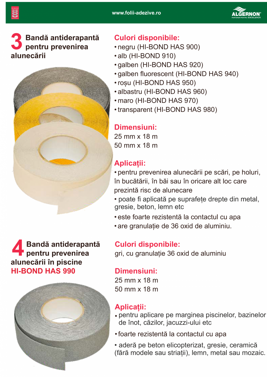 Pagina 3 - Banda adeziva, antiderapanta, pentru delimitare ALGERNON Hi-Bond HAS 930 Catalog, brosura...