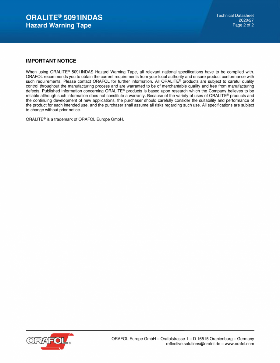 Pagina 2 - Banda antialunecare si delimitare pentru podele ALGERNON ORALITE 5091 INDAS Fisa tehnica ...