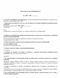 Declaratie de performanta cos de fum metalic multistrat