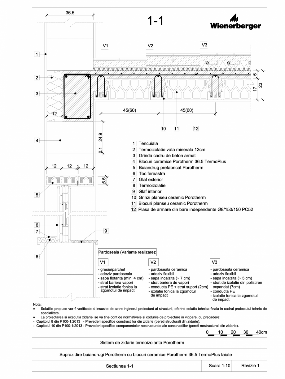 Pagina 1-CAD-DWG Detalii tehnice bloc ceramic POROTHERM Detaliu de produs 36.5 TermoPlus 