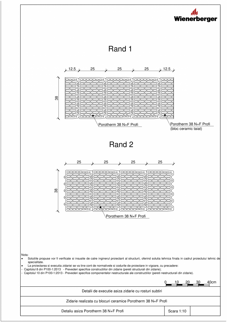 Pagina 1 - CAD-PDF Detalii tehnice bloc ceramic POROTHERM Detaliu de montaj 38 N+F Profi 