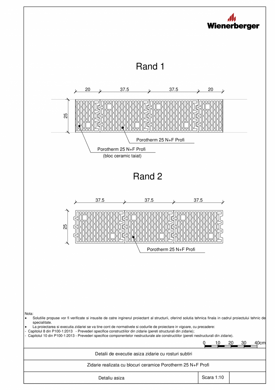 Pagina 1 - CAD-PDF Detalii tehnice bloc ceramic POROTHERM Detaliu de montaj 25 N+F Profi 