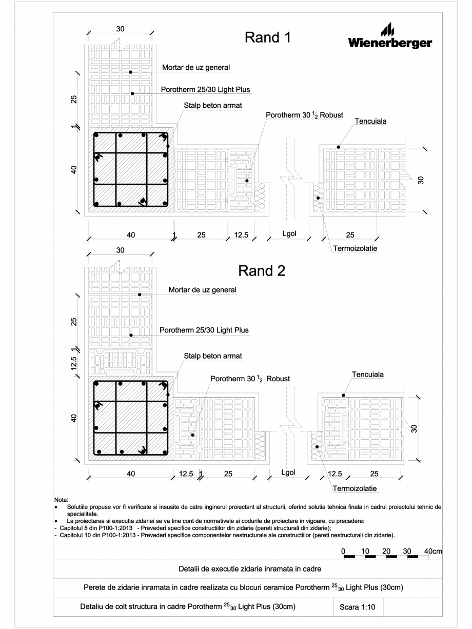 Pagina 1-CAD-DWG Detalii tehnice bloc ceramic POROTHERM Detaliu de montaj 