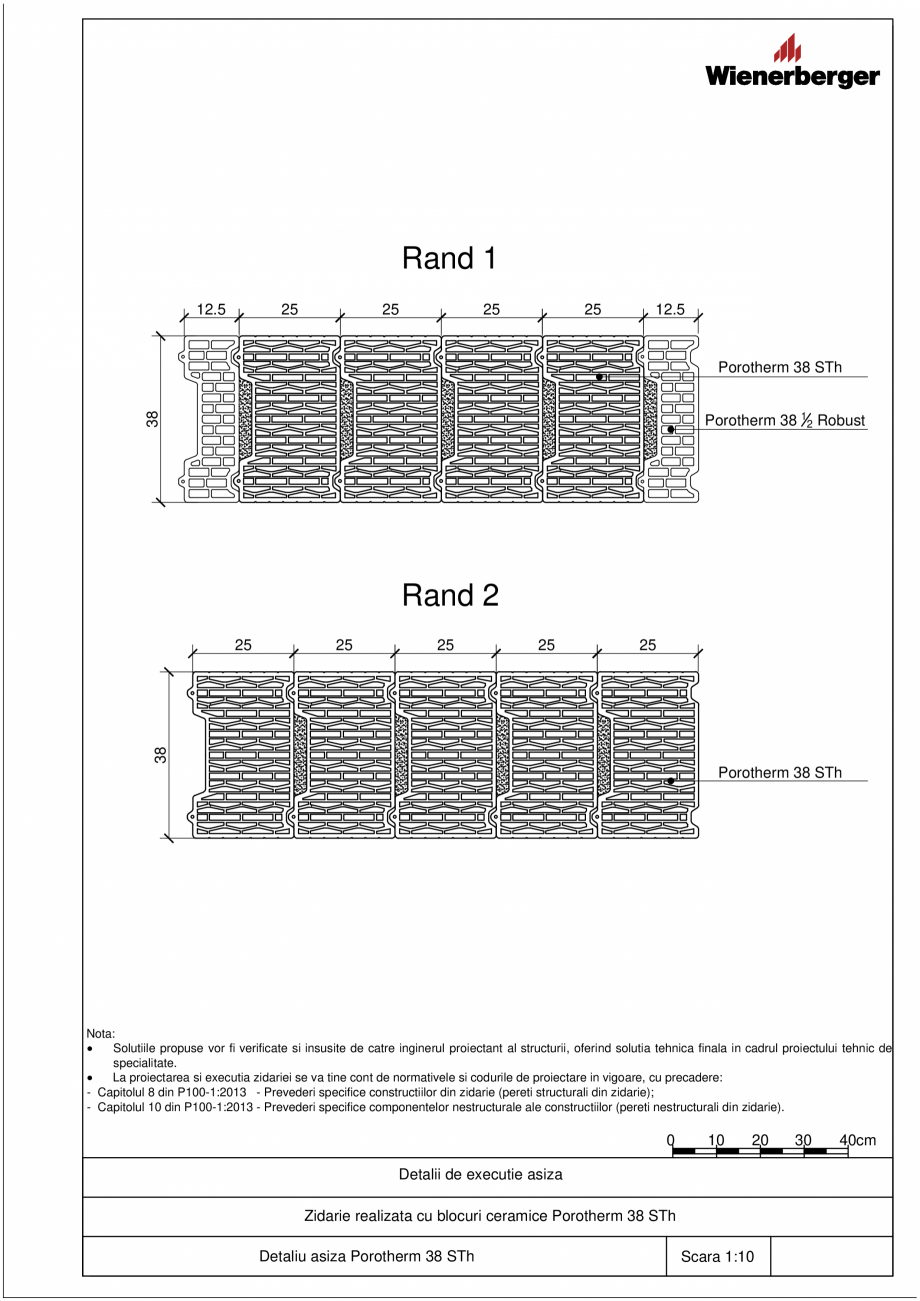 Pagina 1 - CAD-PDF Detalii tehnice bloc ceramic POROTHERM Detaliu de montaj 38 STh 