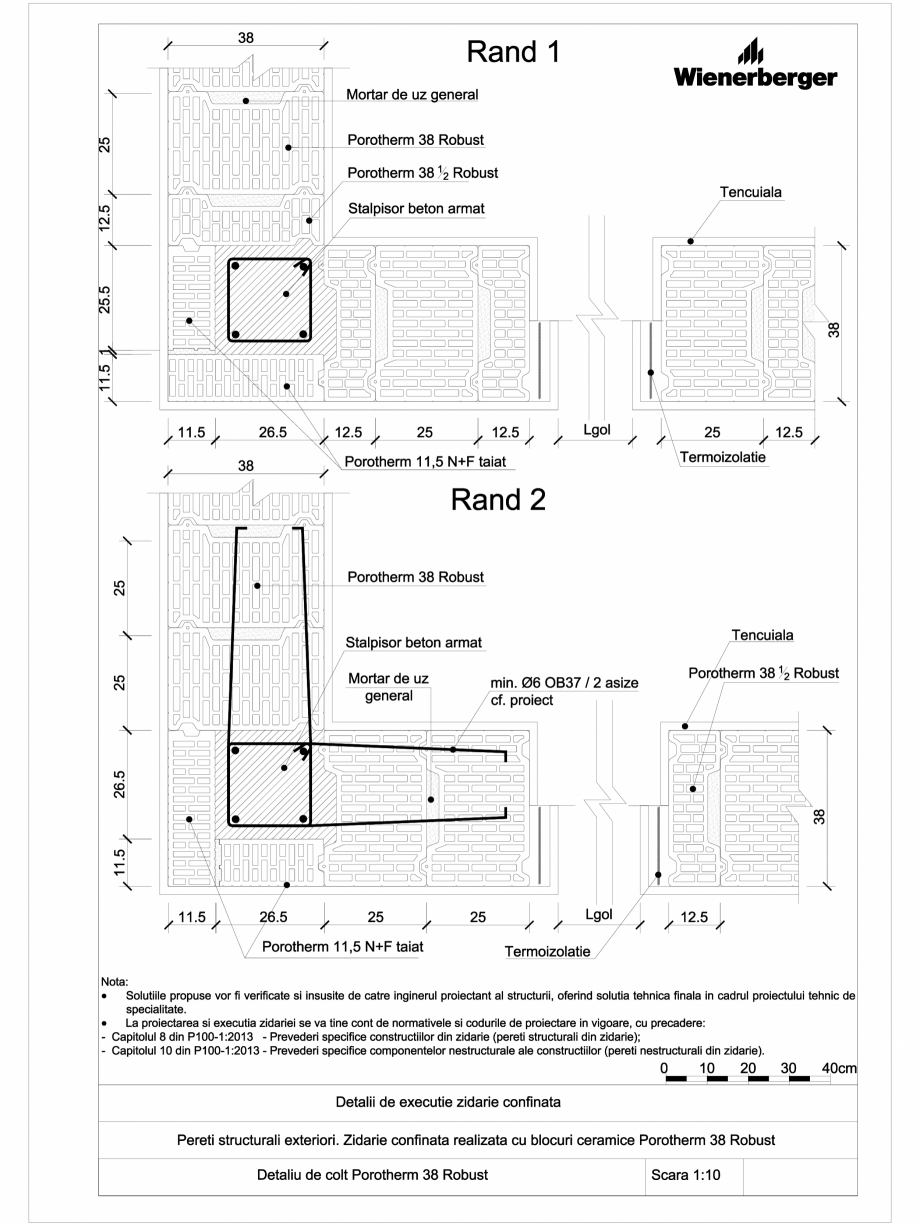 Pagina 1-CAD-DWG Detalii tehnice bloc ceramic POROTHERM Detaliu de montaj 38 Robust 