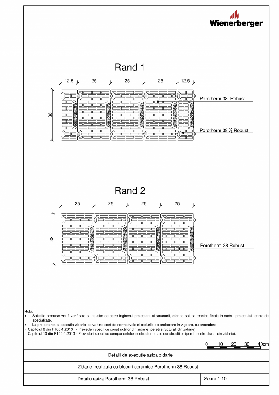 Pagina 1 - CAD-PDF Detalii tehnice bloc ceramic POROTHERM Detaliu de montaj 38 Robust 