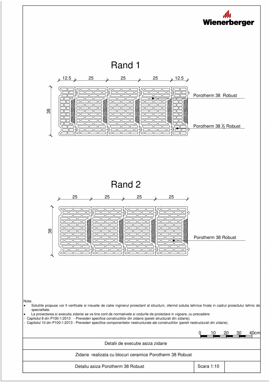 Pagina 1-CAD-PDF Detalii tehnice bloc ceramic POROTHERM Detaliu de montaj 38 Robust 